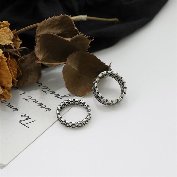 ♠️ NEW Retro Silver Ring Set of 2 - Picture 2 of 6